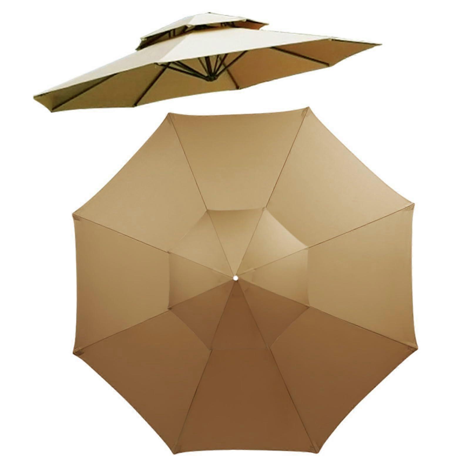 Parasol Replacement Cover 8 Struts, UV Protection for Balcony, Garden, Pool (Khaki, 3 m)