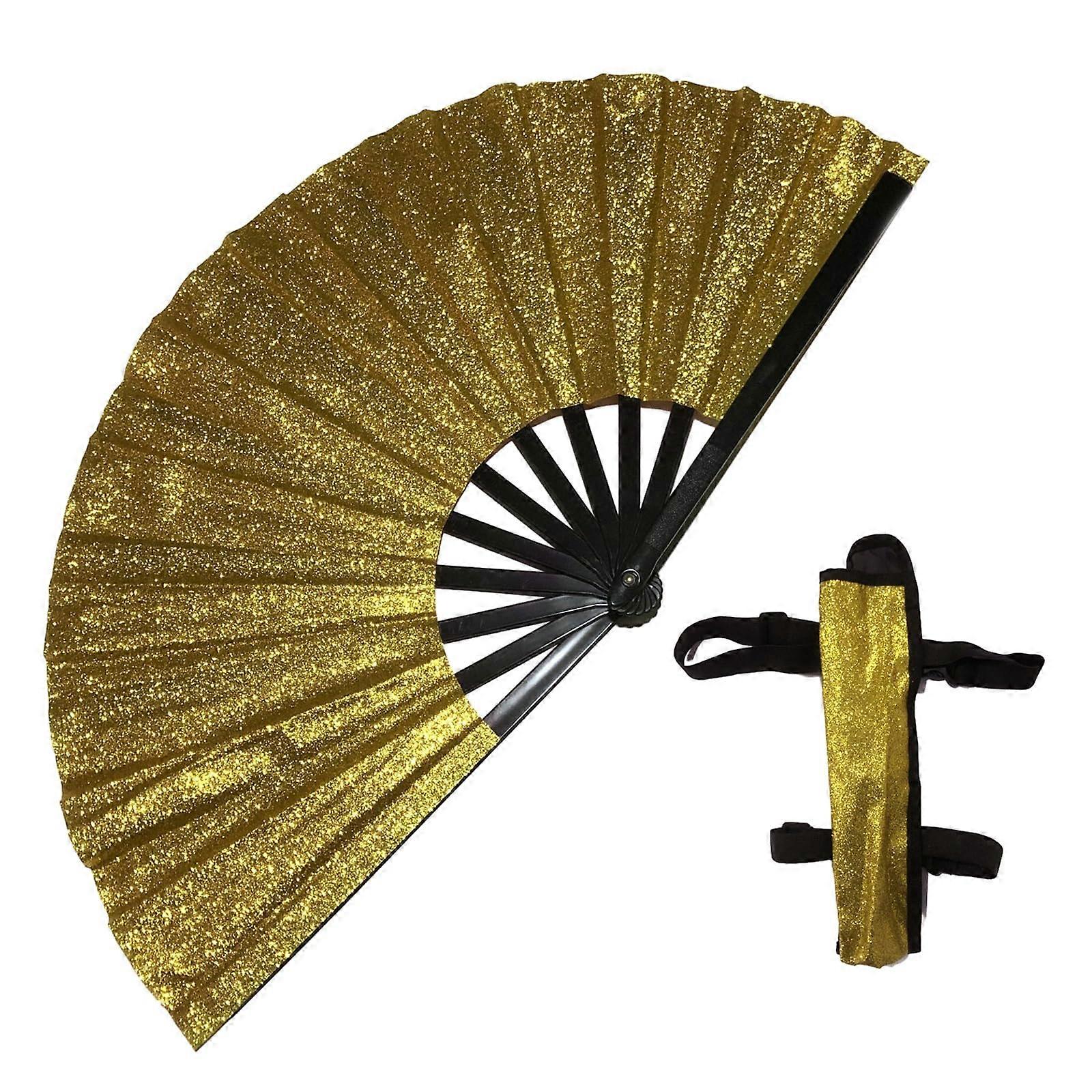 Folding Hand Fans for Home Decor - Large Size with Storage Bag and Strap for Men and Women, Ideal for Festivals and Parties