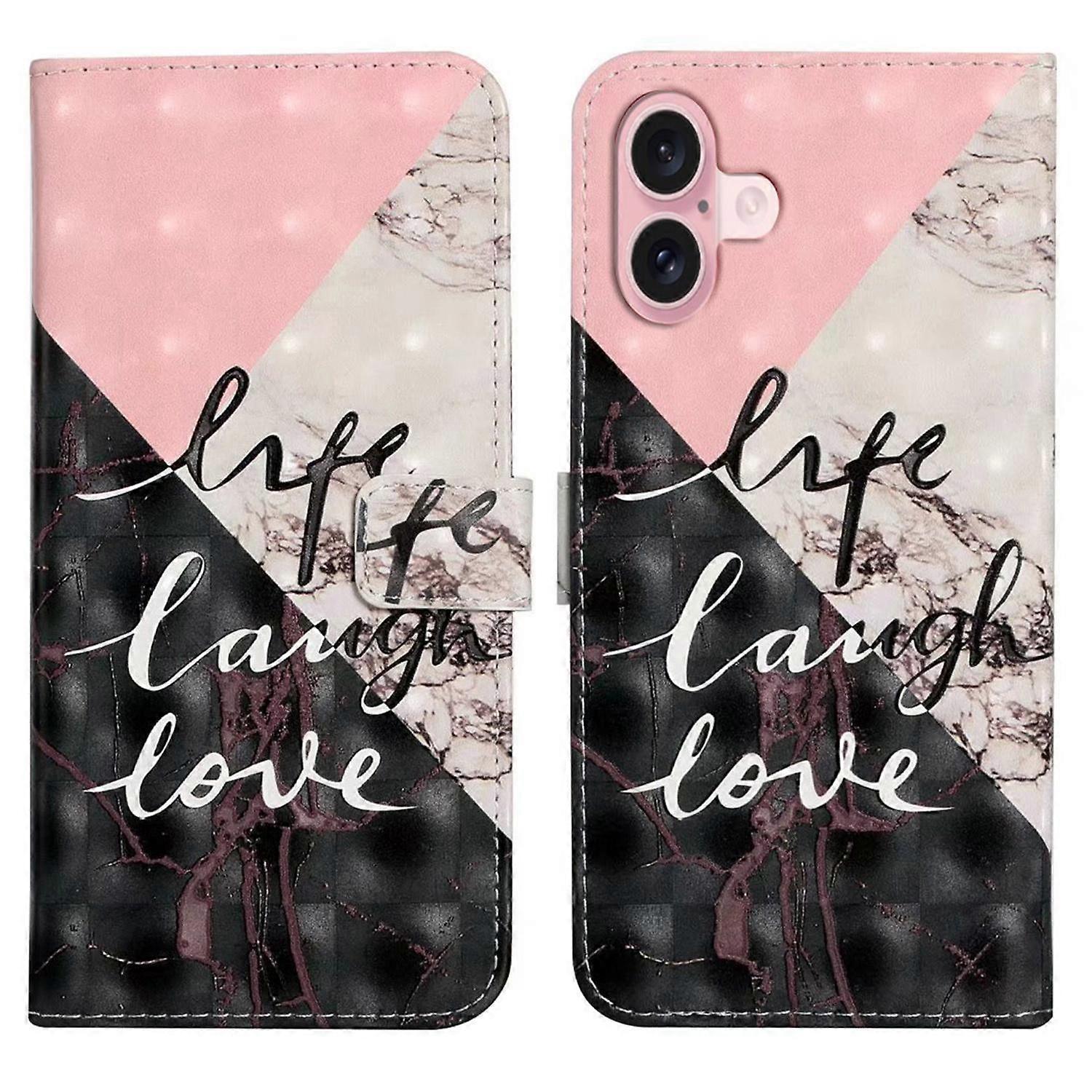 For iPhone 17 Case 3D Creative Pattern PU Leather Stand Phone Cover