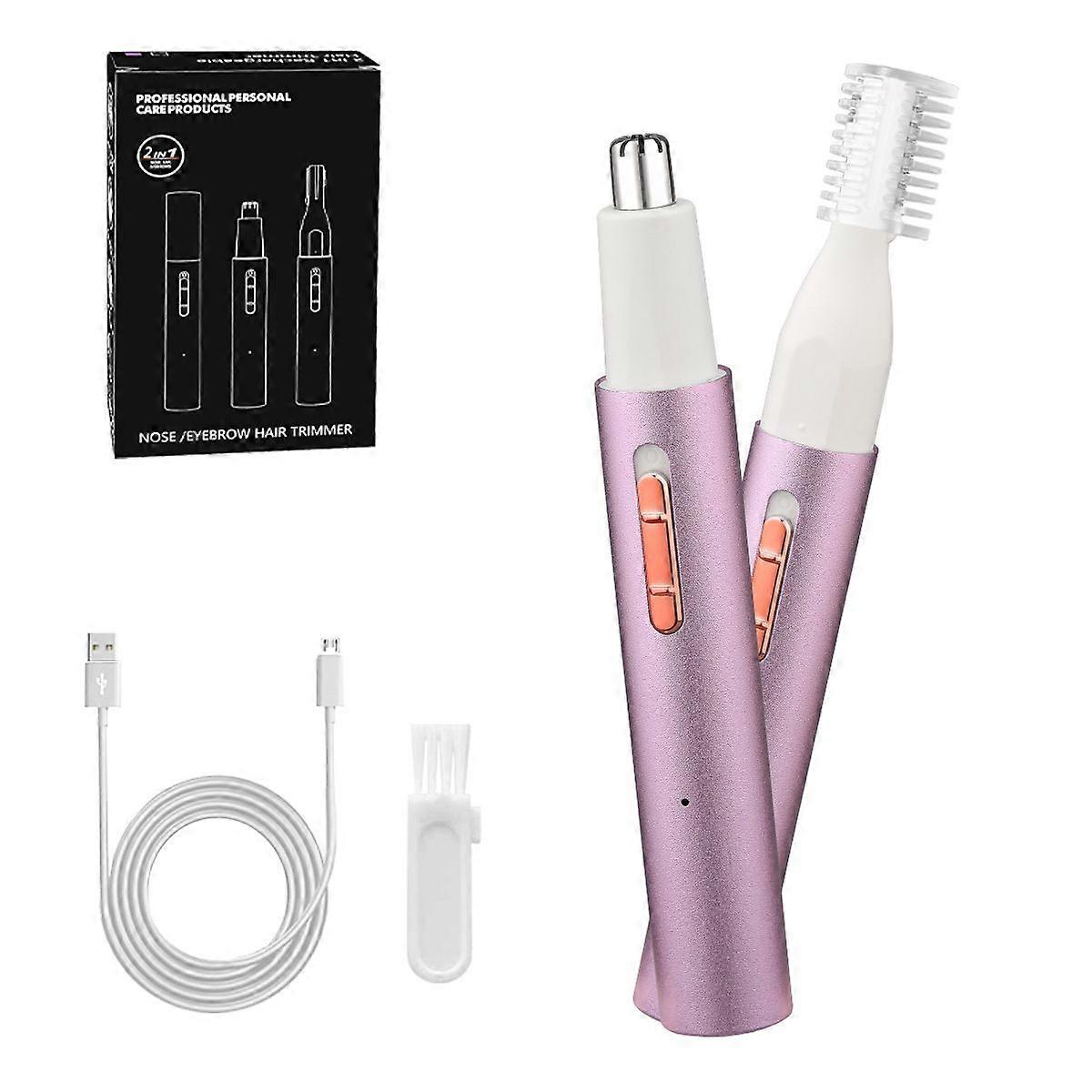 2 in 1 Nose & Ear Hair Trimmer for Women, 2025 Rechargeable Dual-Edge Blade Electric Clipper, Facial & Eyebrow Hair Removal Tool, Powerful Motor, Pain