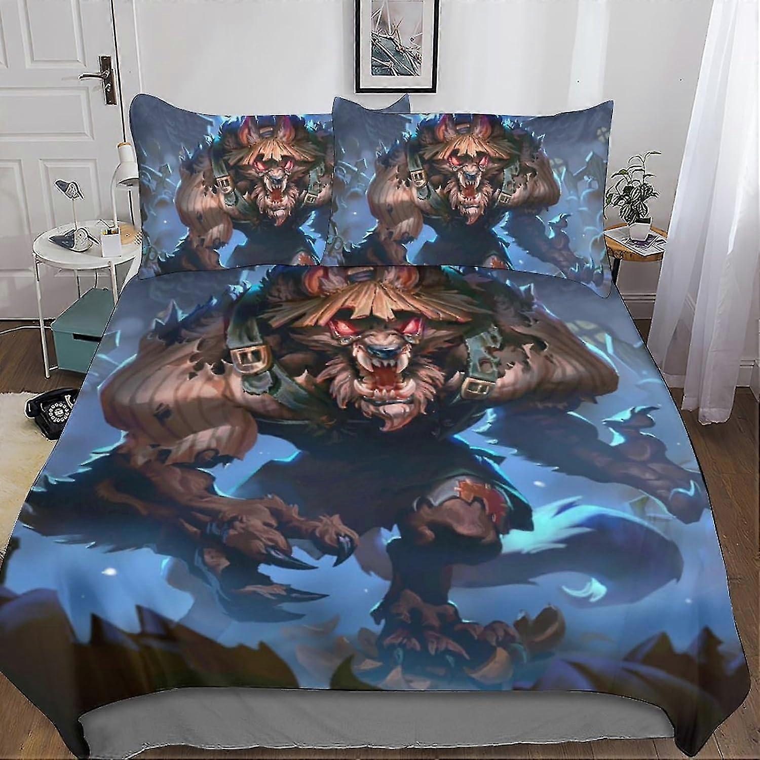 Conjunto de cama impresso em 3D Capa de edredom para jogo de cartas, capa de edredom respirável macia de 3 peças com fecho de zíper