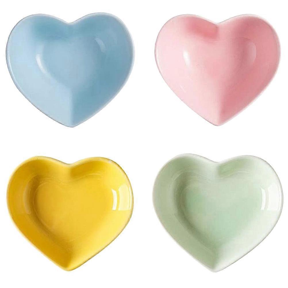Ceramic Seasoning Plates Dipping Bowls Serving Appetizers For Families Yellow 4Pcs