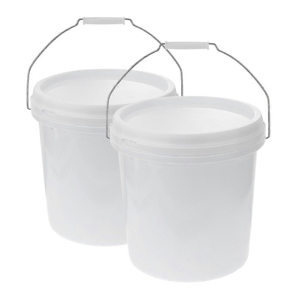 Storage Container With Lid Plastic Water Bucket For Home Use Round Sealed Reusable 5L 2Pcs