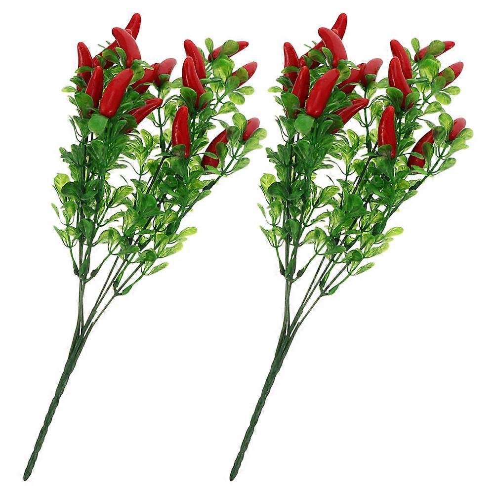 Artificial Pepper Stem Decoration for Home Use 2Pcs Plastic Material