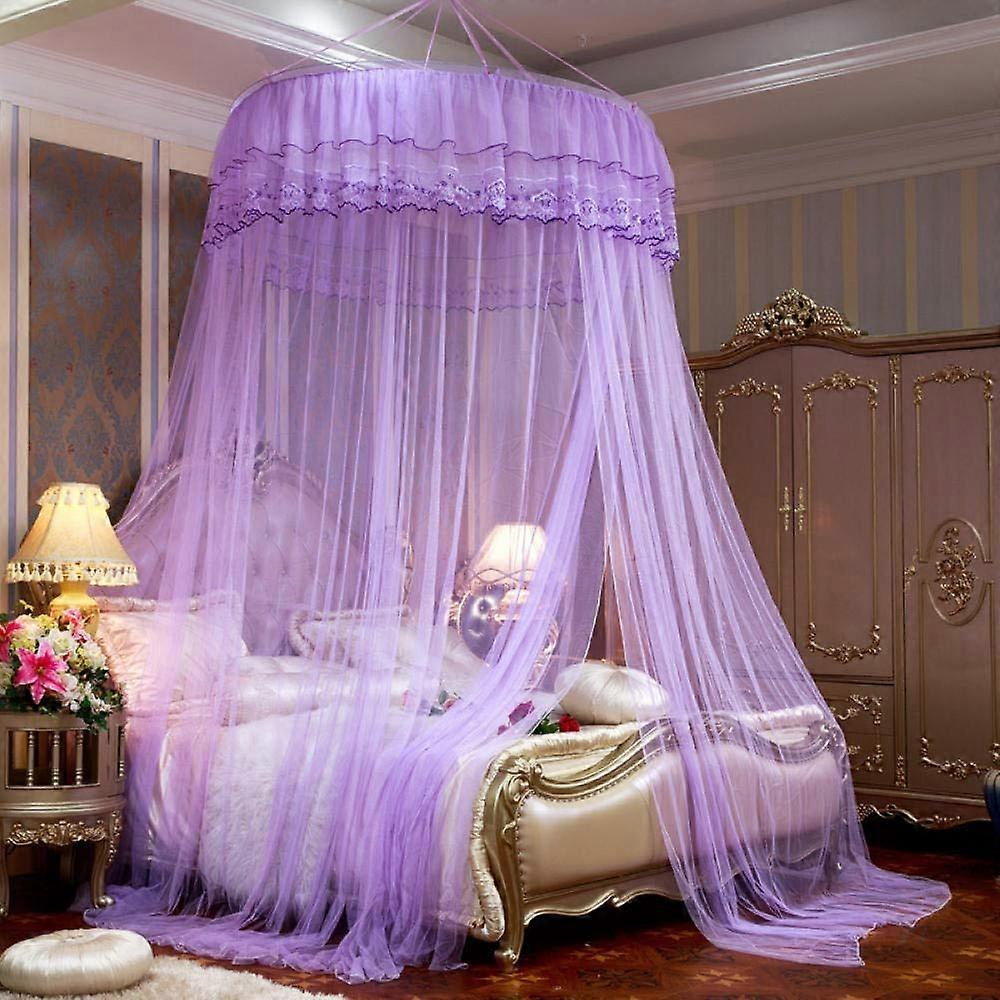 Mosquito Net Canopy Bed Curtain Hanging Dome for Bunk Bed Purple, 1.2 to 2.0 Meters