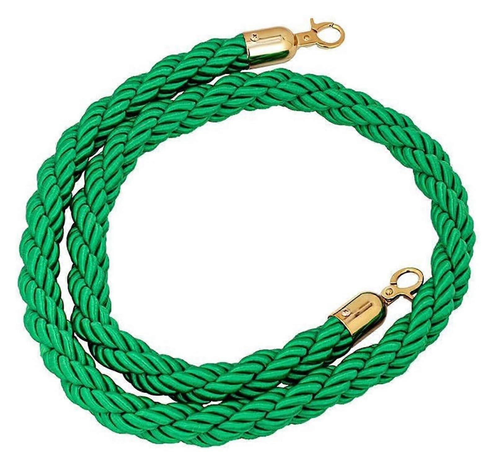 Rope barriers, rope barriers, queue barriers, queue barrier ropes with hooks, rung ropes, braided hemp ropes for queue dividers (Green) 1.5M Green