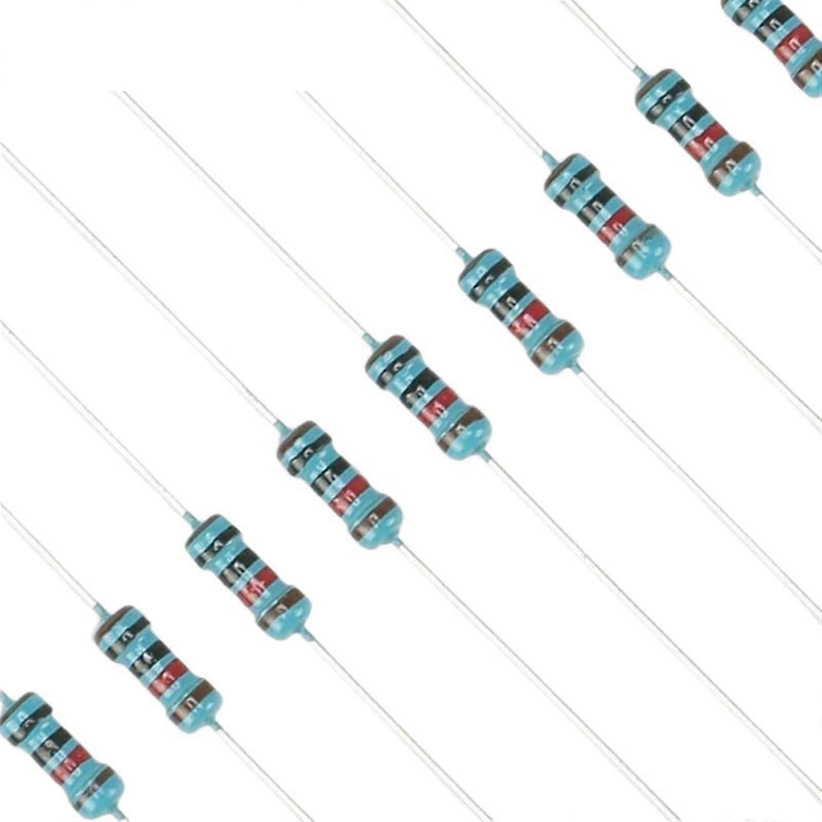 100 Pieces 1/4W Metal Film Resistor 1% Tolerance Values 6.2K to 43K Ohm for Electronics Projects
