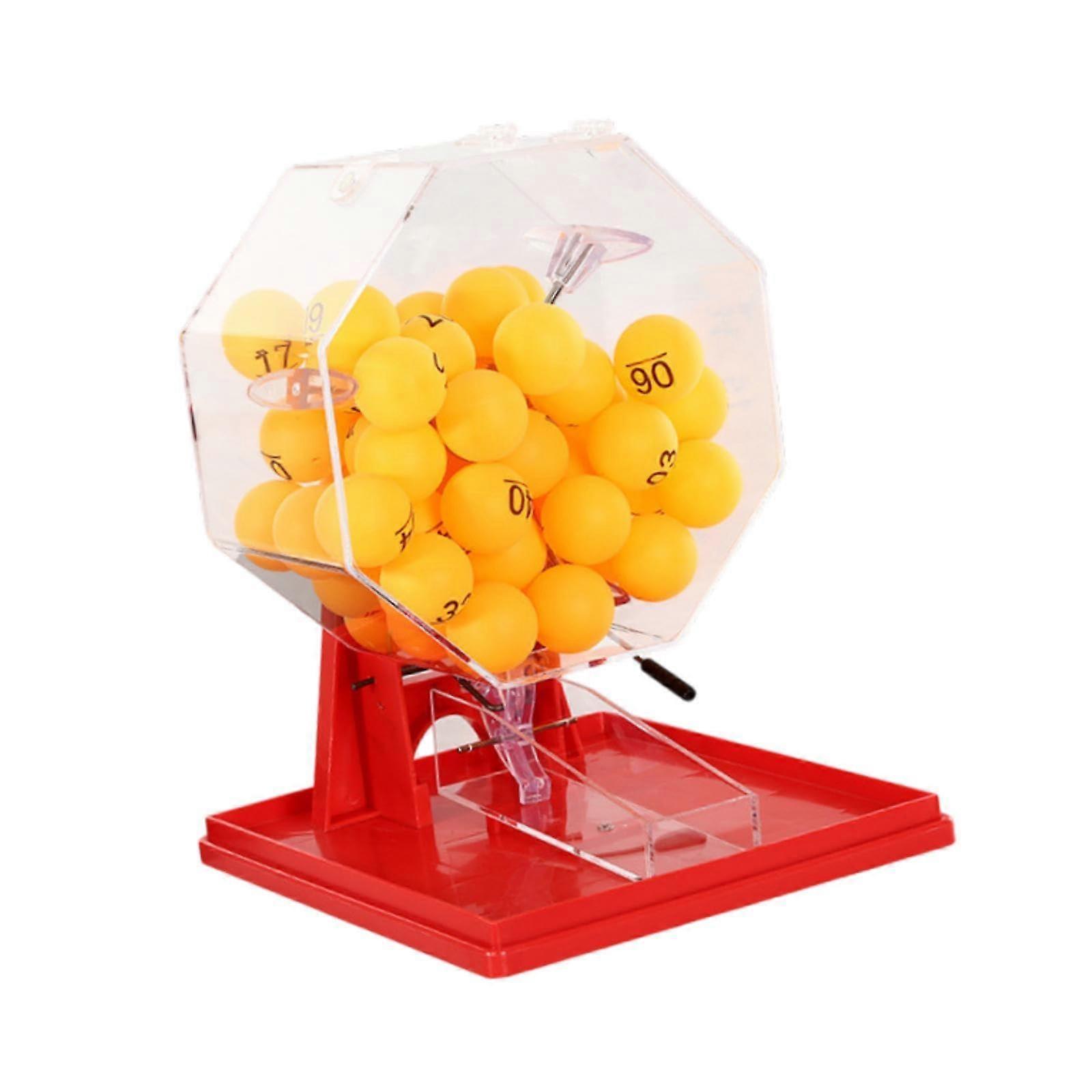 Lottery Ball Machine, Lucky Ball Machine, Bingo Machine Game Cage and Balls for Number Balls, Party, Home, Red and Yellow Balls