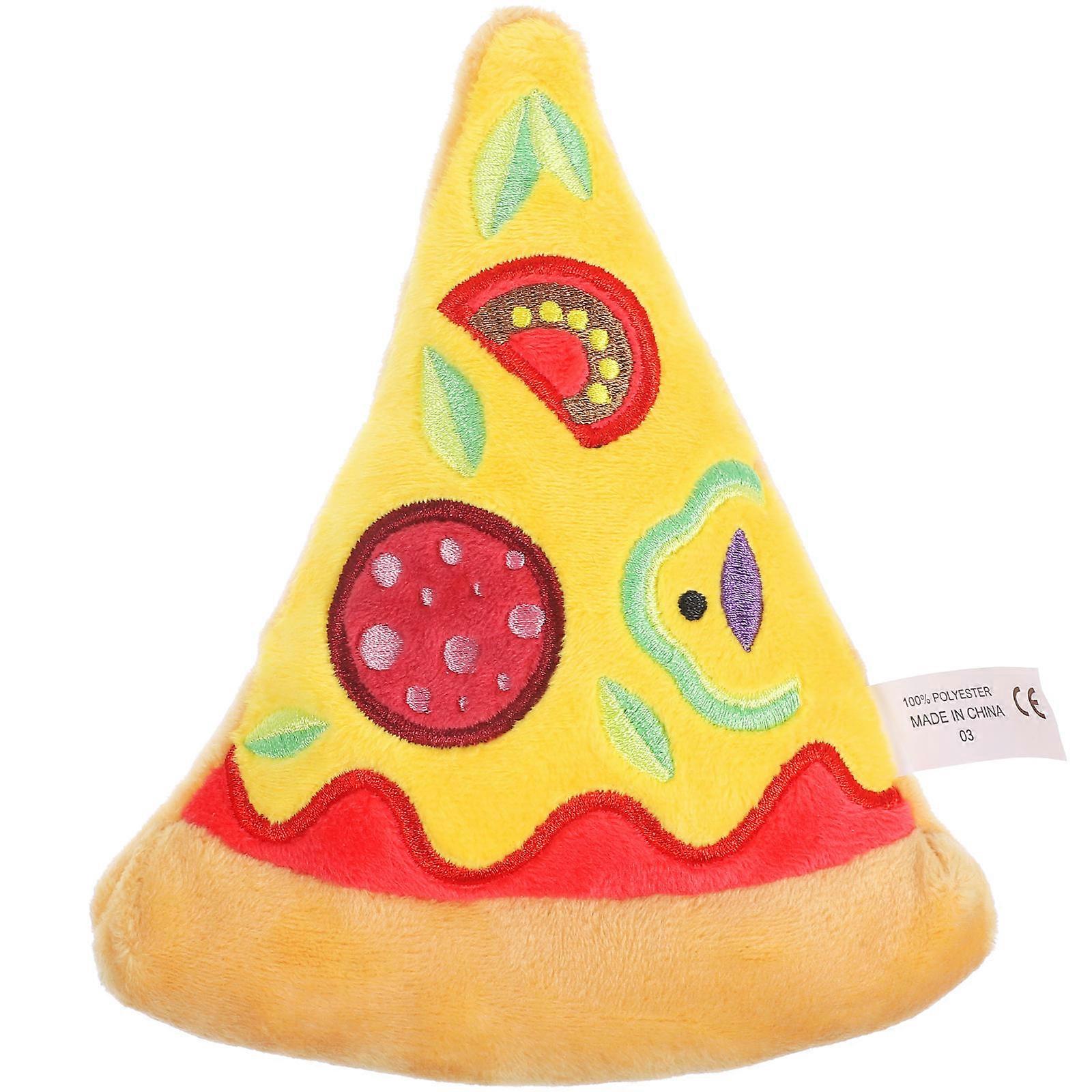Squeaky Dog Toy Plush Pizza Shaped Puppy Chewing Bite Toy for Pet Cat Kitten Mixed Color Pet Tearing Chew Toy