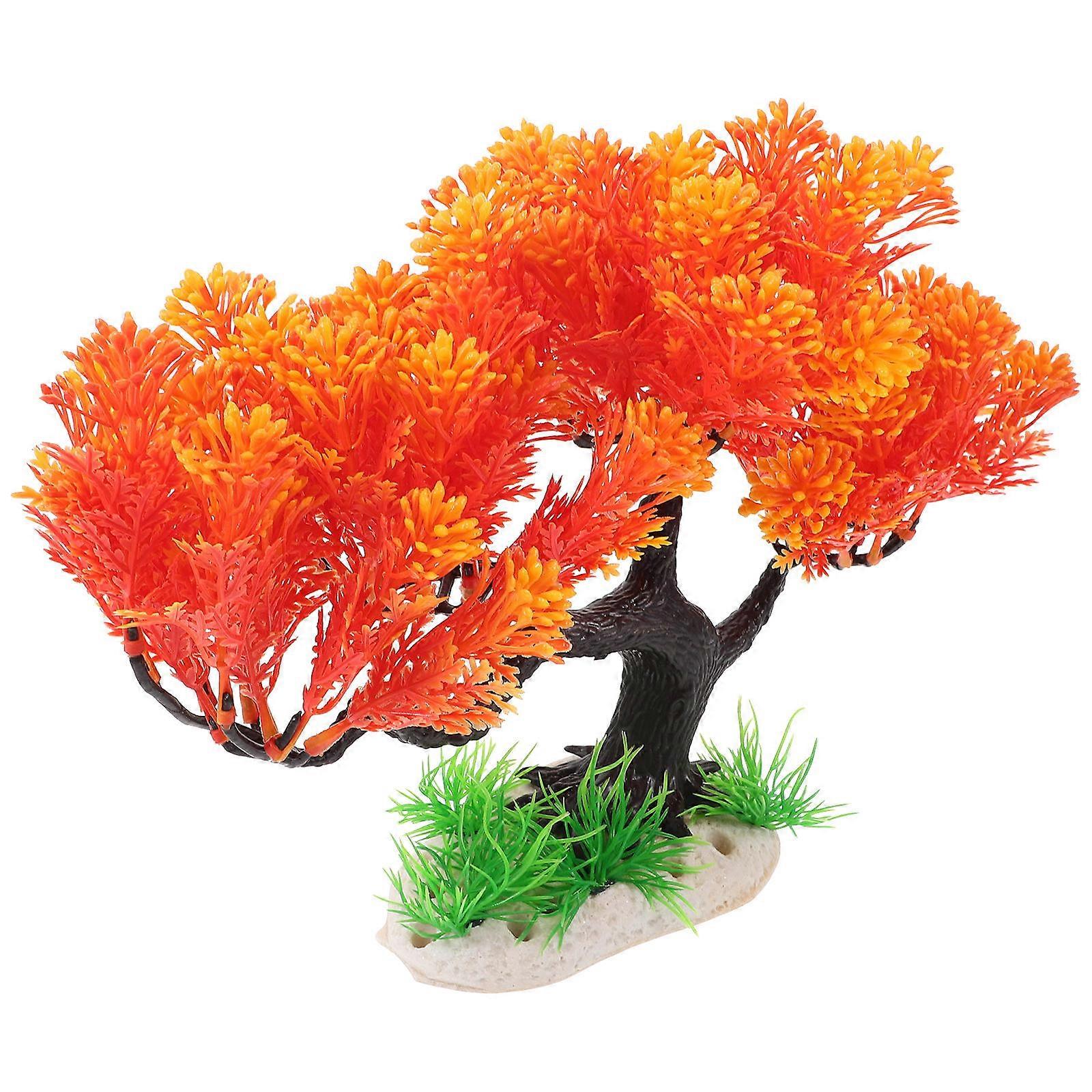 Aquarium Artificial Tree Model Assorted Color Reptile Cage Decorative 11.4×7.9×4.3in 1Pcs