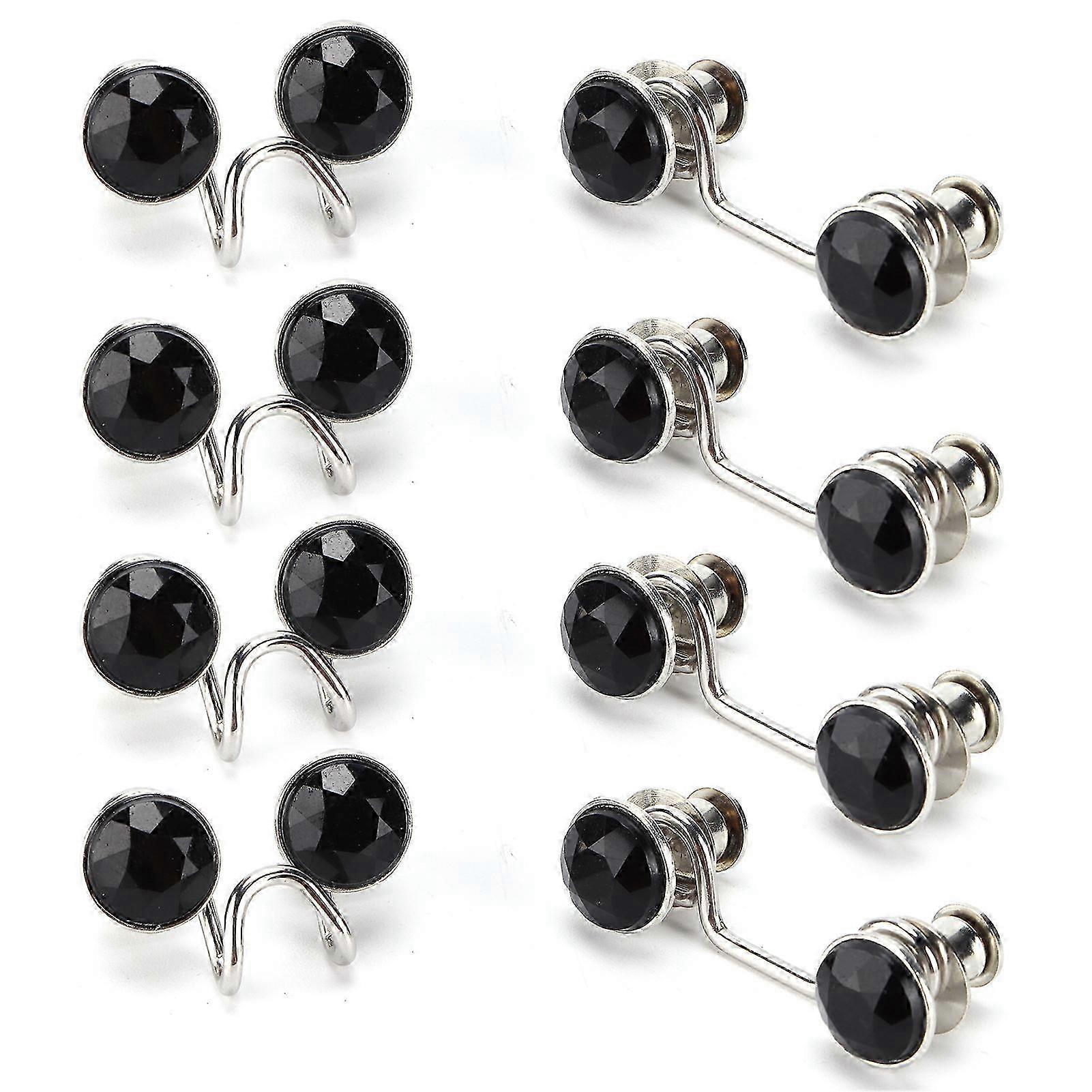 16Pcs Reusable Sturdy Detachable Card Slot Design Convenient Jean Buttons with Small Black Rhinestone