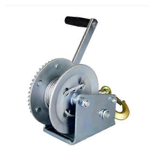 Robust selflocking manual winch – galvanized steel, 7M wire rope, 907 kg capacity