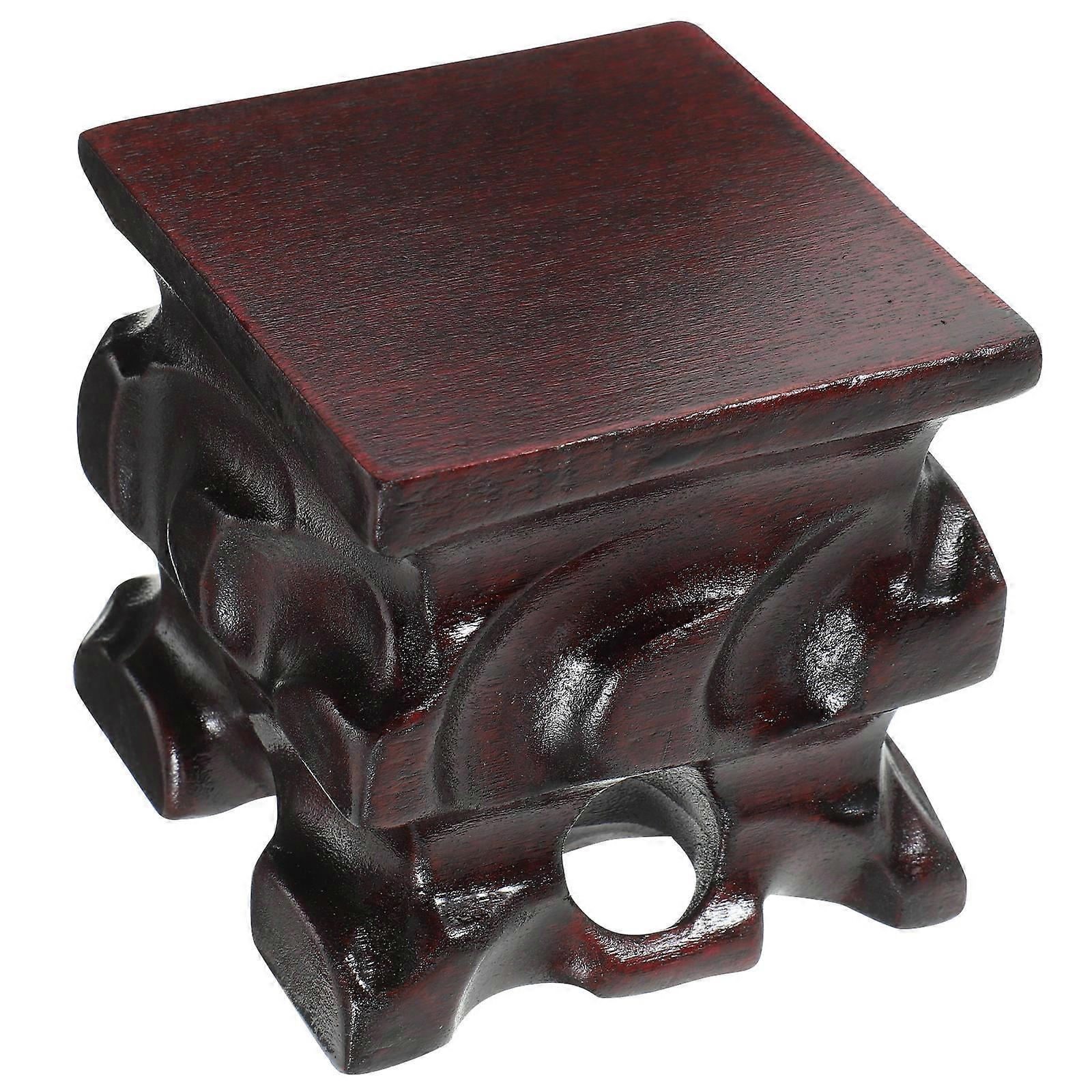 Wood Display Pedestal Dark Brown Wood Base with Smooth Touch Versatile Use Stand for Home Use