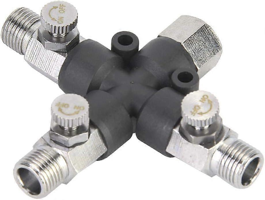 Adjustable Three-Way Metal Air Hose Splitter for Airbrush and Mini Air Compressor 1/8 Three-Way Airbrush Fitting with Adjustable Gas Volume