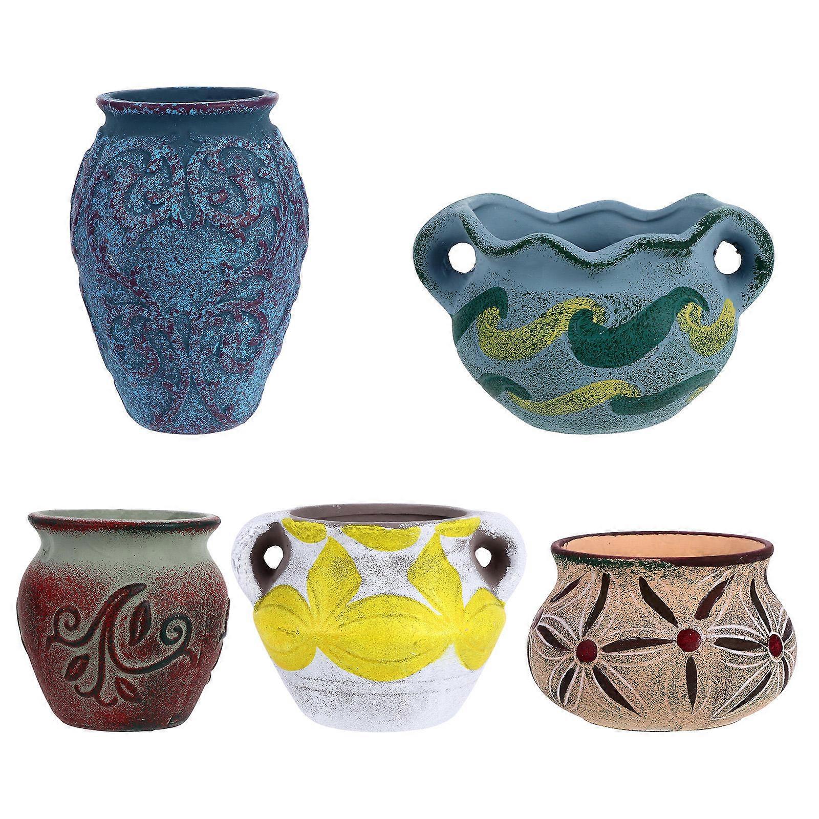 Ceramic Flower Pot Creative Square Shape Indoor Decoration 8.5X8.5CM 5Pcs