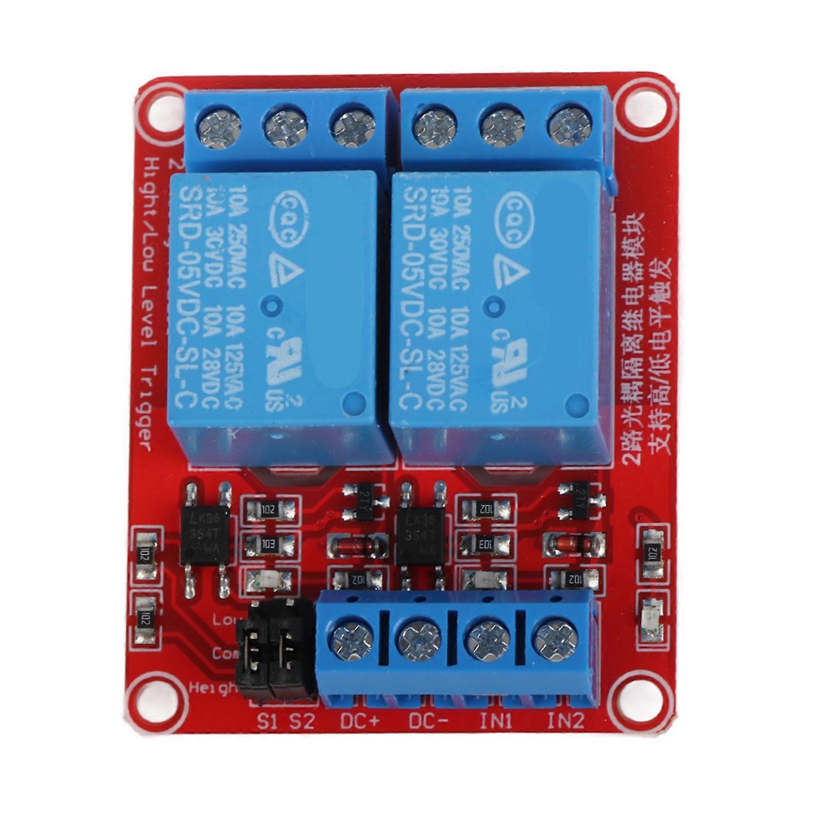 2 Channel Relay Module with Optocoupler Isolation High&Low Level Trigger Module(5V)