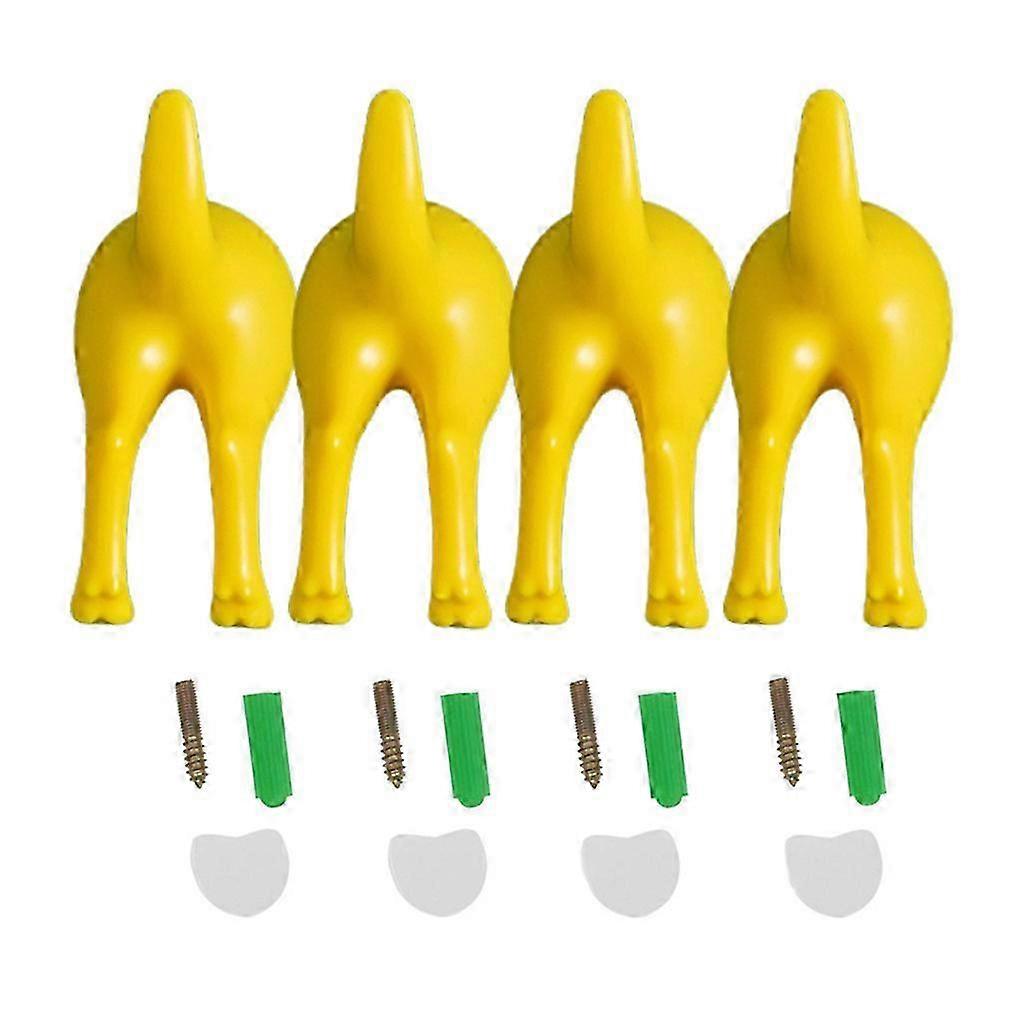 4Pcs Nordic Style Cute Plastic Dog Tail Hooks with Screws Adhesive Tape Wall Mounted for Key Hanger Hat Coat Hook Decora Black