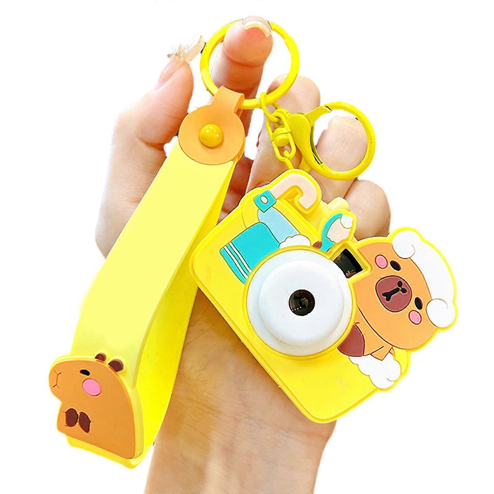 Creative Animal Camera Keychain Feature Projection Fun Design Multiple Color Bag Hanging Decoration Accessory Gift Yellow
