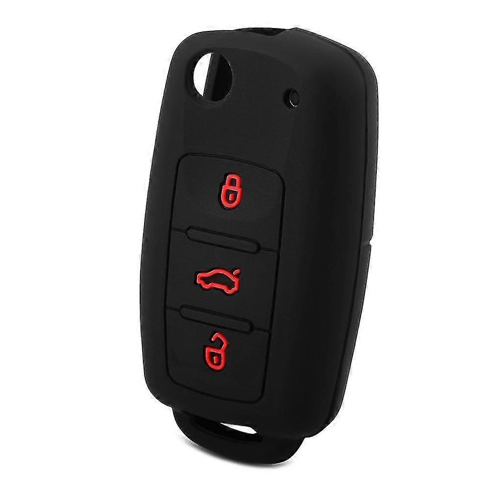 Black & Red Silicone Car Key Case Cover - Protective Key Fob Shell for Enhanced Style & Durability