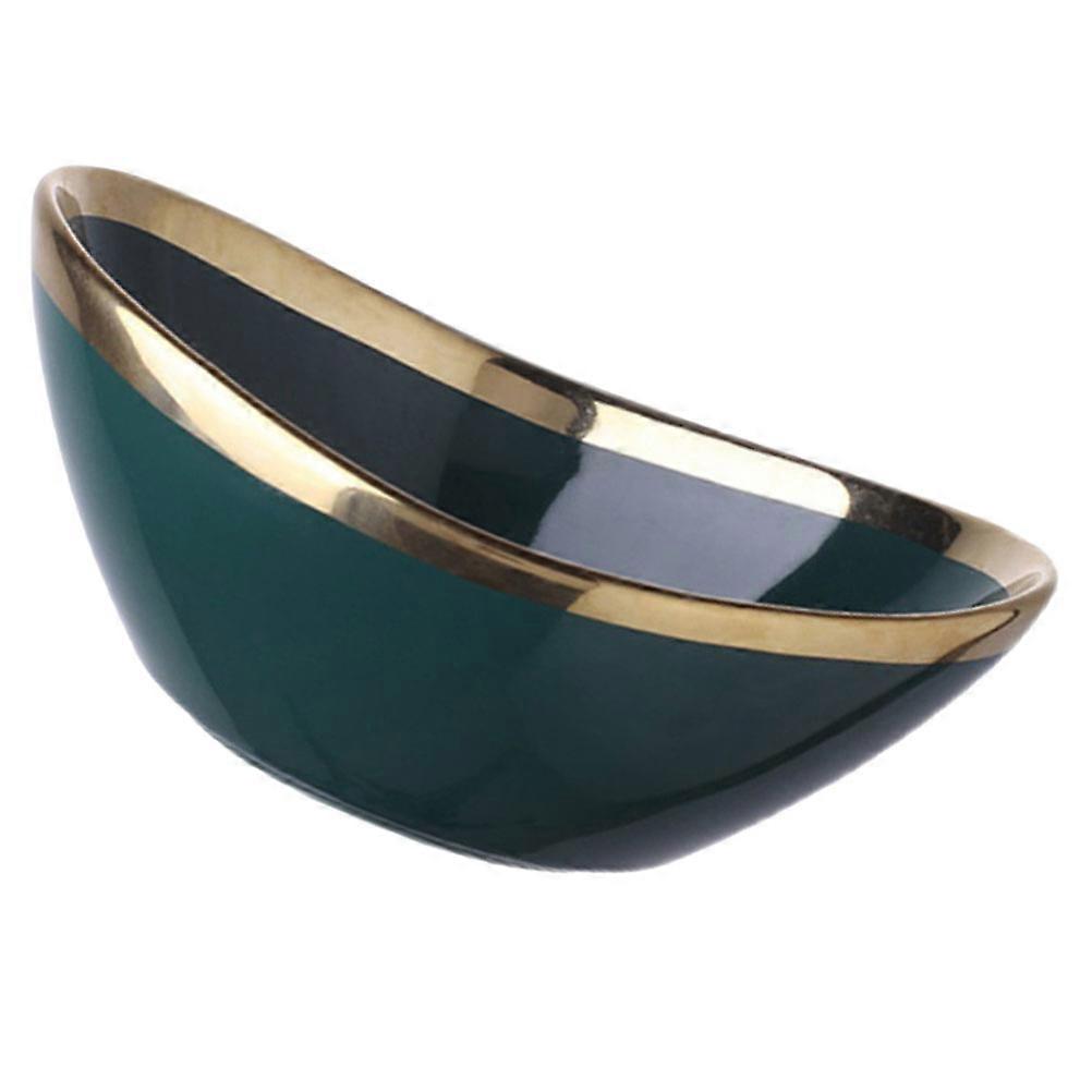 Food Display Bowl Ceramic Family Gatherings Mixing Function Green With Gold 1Set