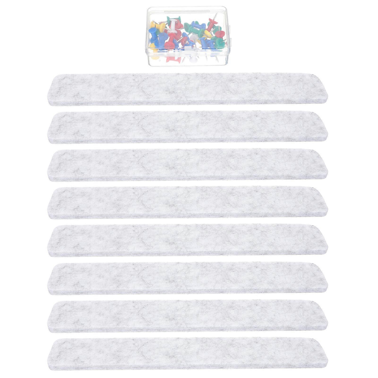 8 Pcs Adhesive Memo Board Strips with Pushpins for Bulletin Board Felt Bar