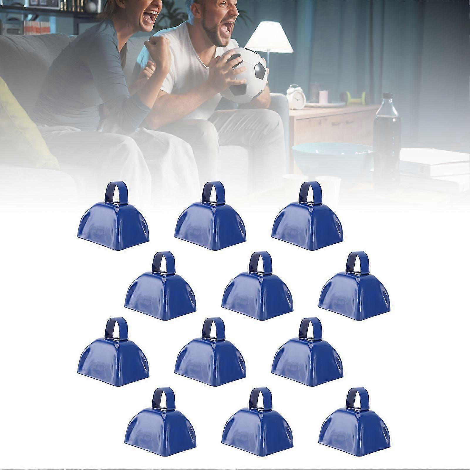 12 Pcs Blue Metal Cowbell Noisemakers with Handle - Perfect for Football Games, Sporting Events & Festivals