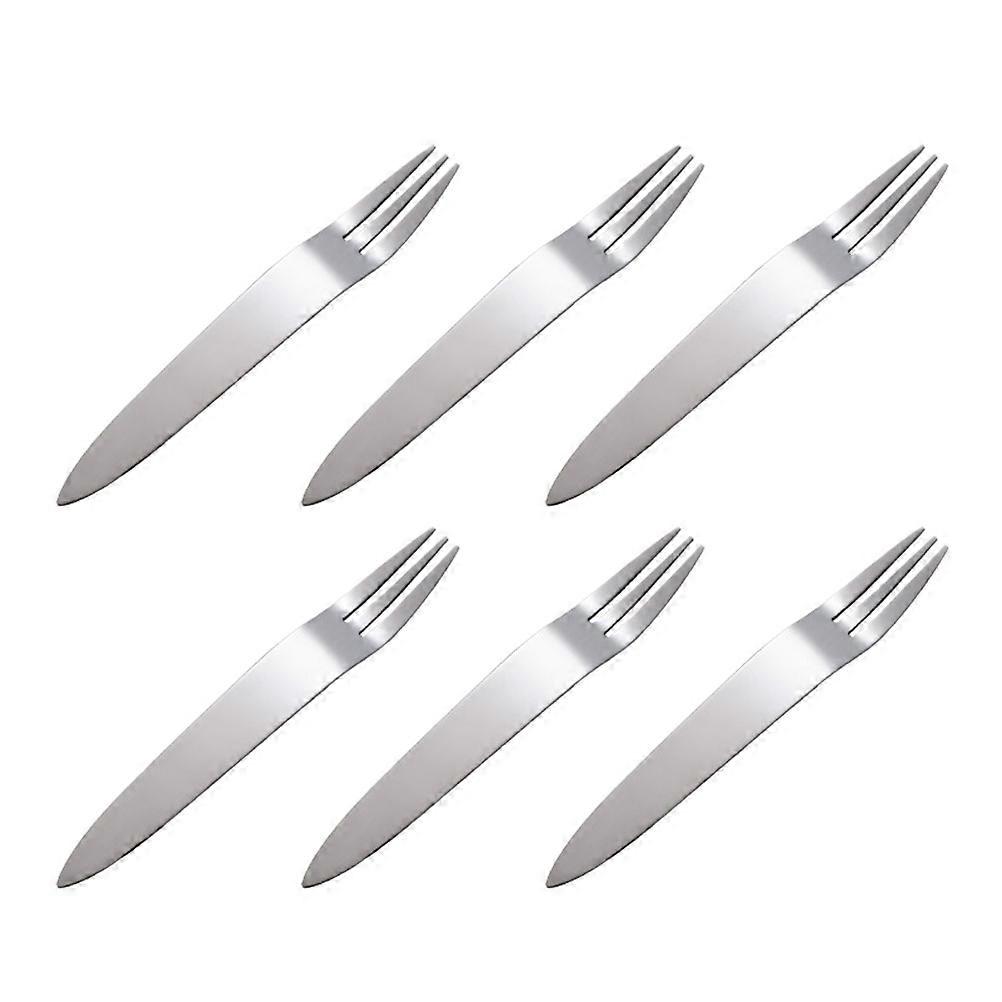 Dessert Forks Silverware Small Fruit Fork Stainless Steel Tableware Rust Resistant Formal Events 6Pcs