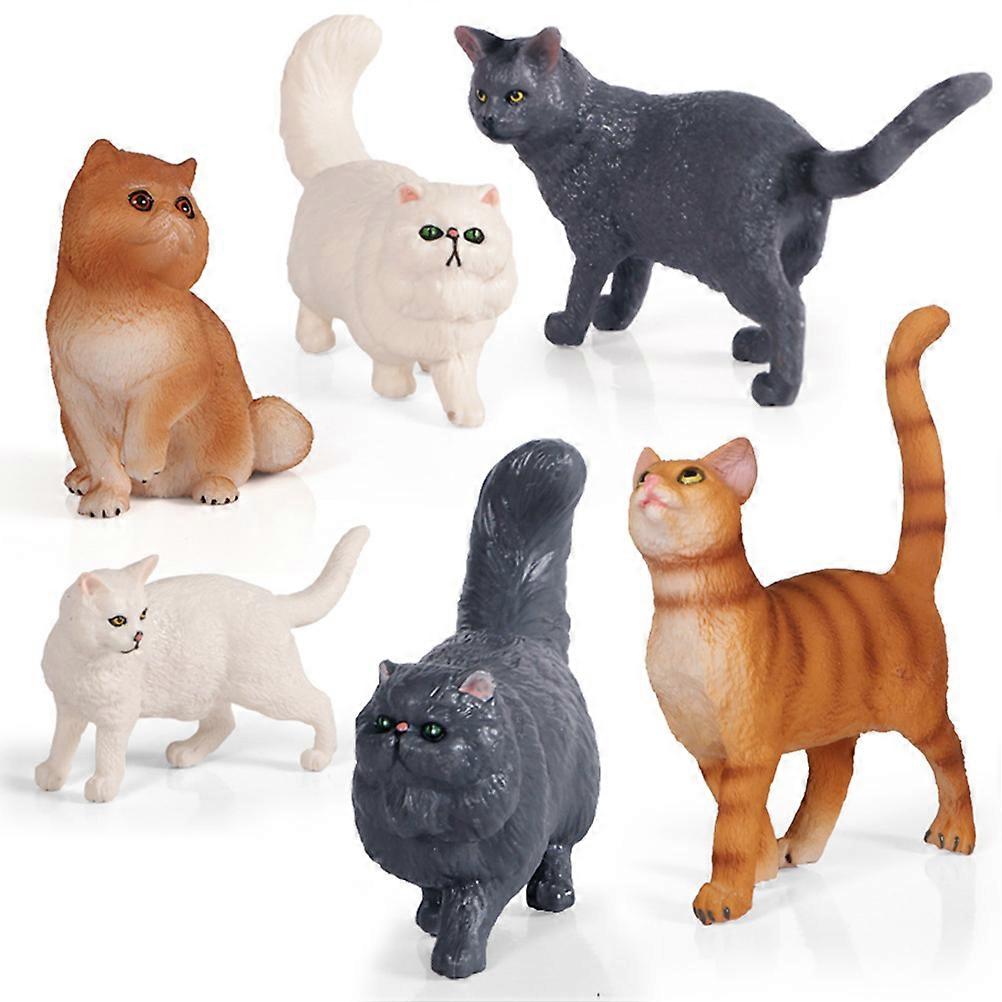 Resin Cat Statue Miniature Model Cat Home Decoration Realistic Kitten Models White PVC 1Pcs