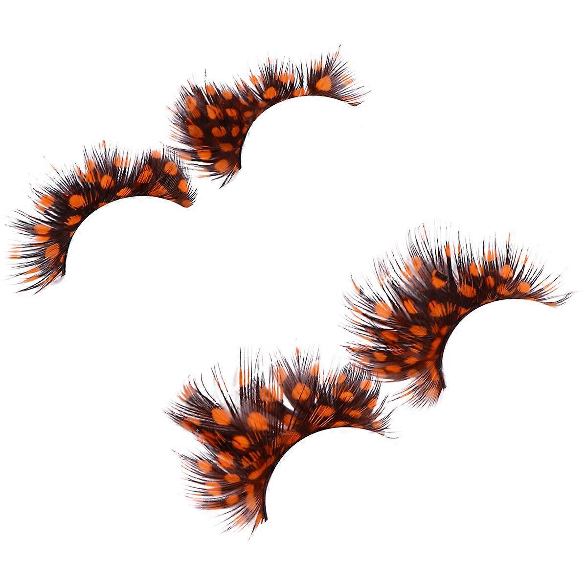 Fake Lash Dramatic False Eyelashes Orange 5x3cm Costume Party Stage Modeling Reusable 2 Pairs