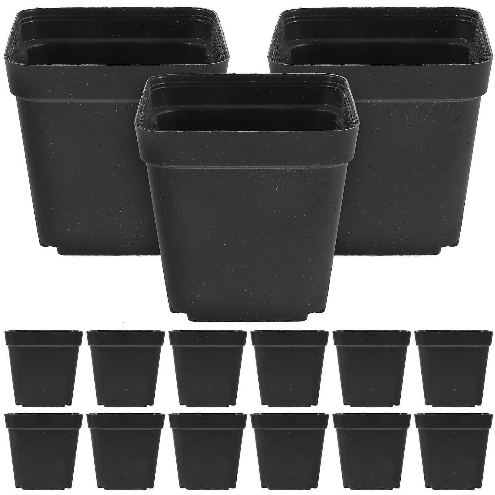 Black Plastic Square Planters with Drainage Holes for Succulents Cactus Promoting Healthy Root