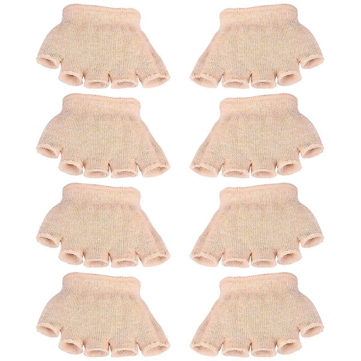 4 زوج من الجوارب المفتوحة من الأمام أنيقة أنثى خمسة أصابع الجوارب النسيج المرن زقزقة اصبع القدم الجوارب مقدمة القدم وسادة دعم للنساء اللواتي يرتدين (الكاكي)