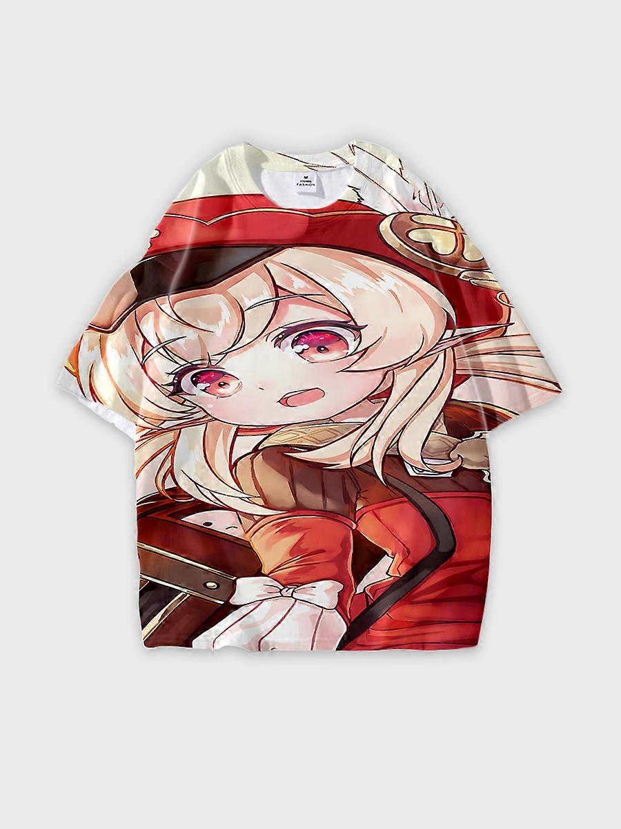 T-shirt round neck Role Pattern loose short sleeve K433