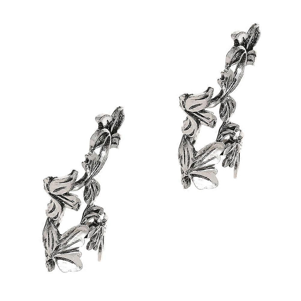 Earring Clips Cuff Earrings Adjustable Decorative Effect Leaf Shape Retro Style 2Pcs