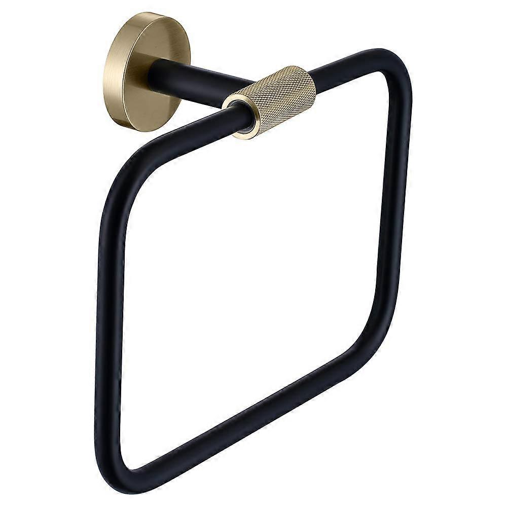 Towel ring, towel rail, towel holder made of 304 stainless steel and brass, sturdy, wallmounted, black and brushed gold.