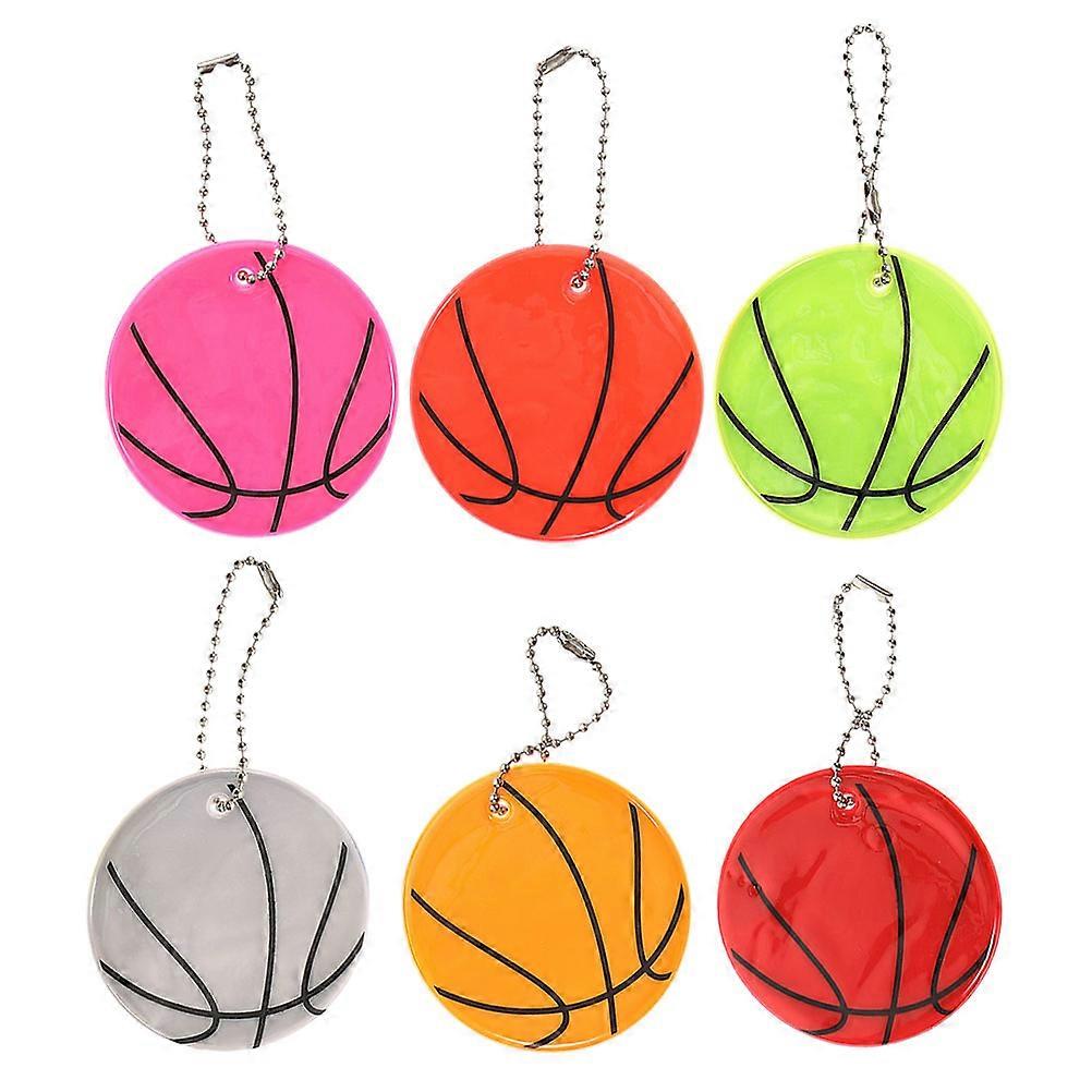 Reflective Safety Enhancing Basketball Shape Pendants For General Users Assorted Color 6Pcs
