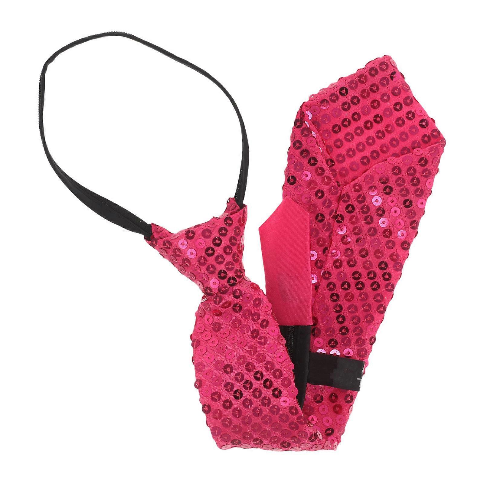 Red Sequin Tie Shiny Comfortable Necktie For Halloween New Year Party Costumes Rosy Polyester Material Stage Performance Essential 1Pack