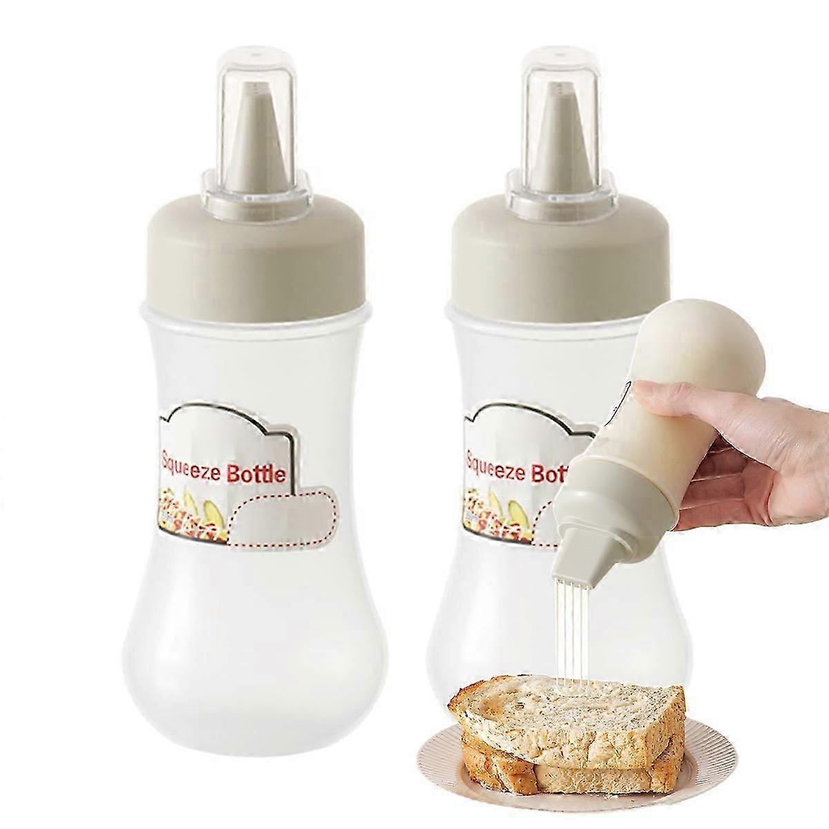 2-pack Condiment Porous Squeeze Bottles, Refillable Condiment Container for Kitchen Use,5 Hole 12 oz Container with Lid, Syrup Dispenser for Ketchup