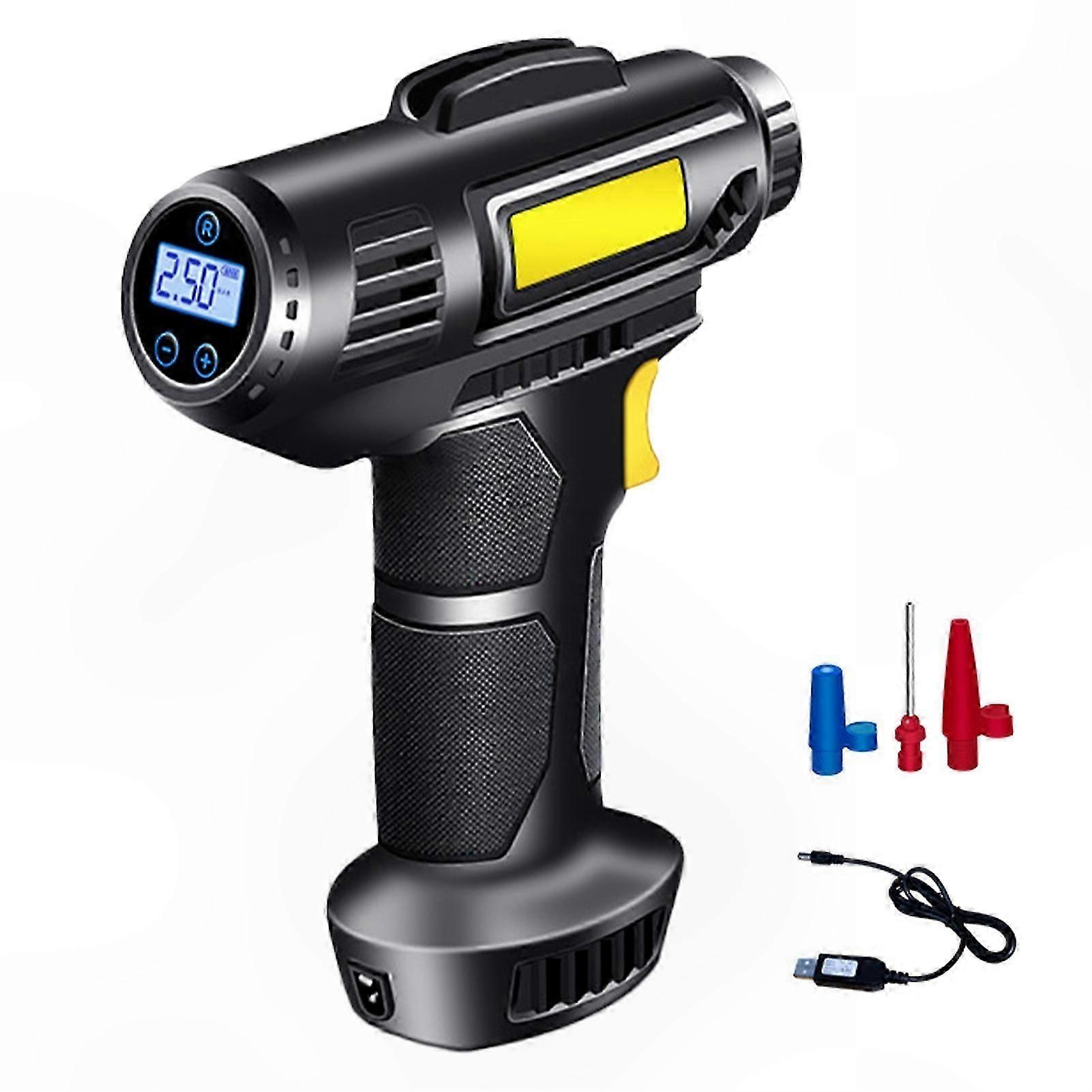 Portable Electric Air Pump for Car and Bicycle Tires with Pressure Detection Function