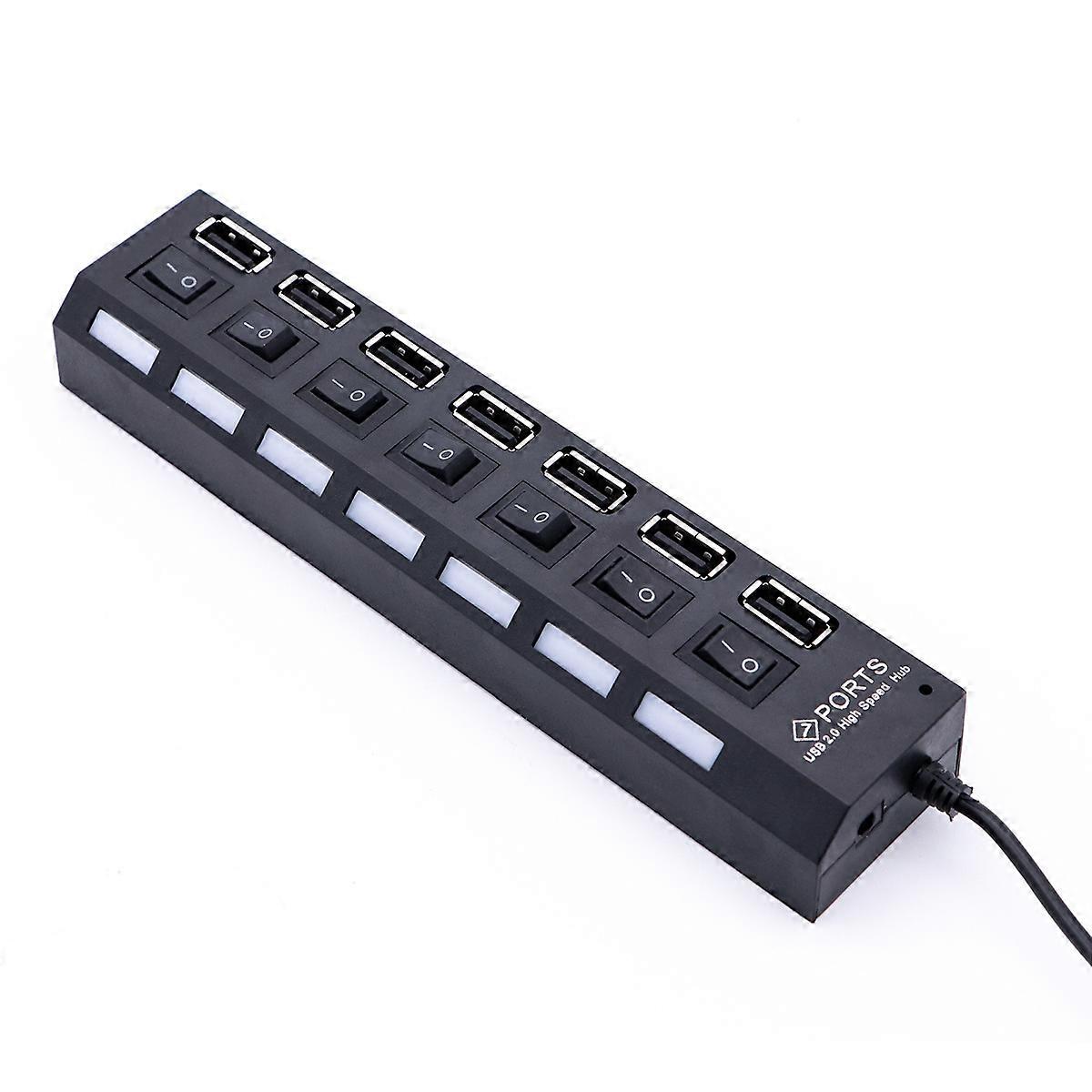 Computer Usb Hub Data Transfer For Notebooks Tablets 16.60X3.70X2.50Cm Black Usb 2.0 Downward Compatible With Usb1.1 1Pack