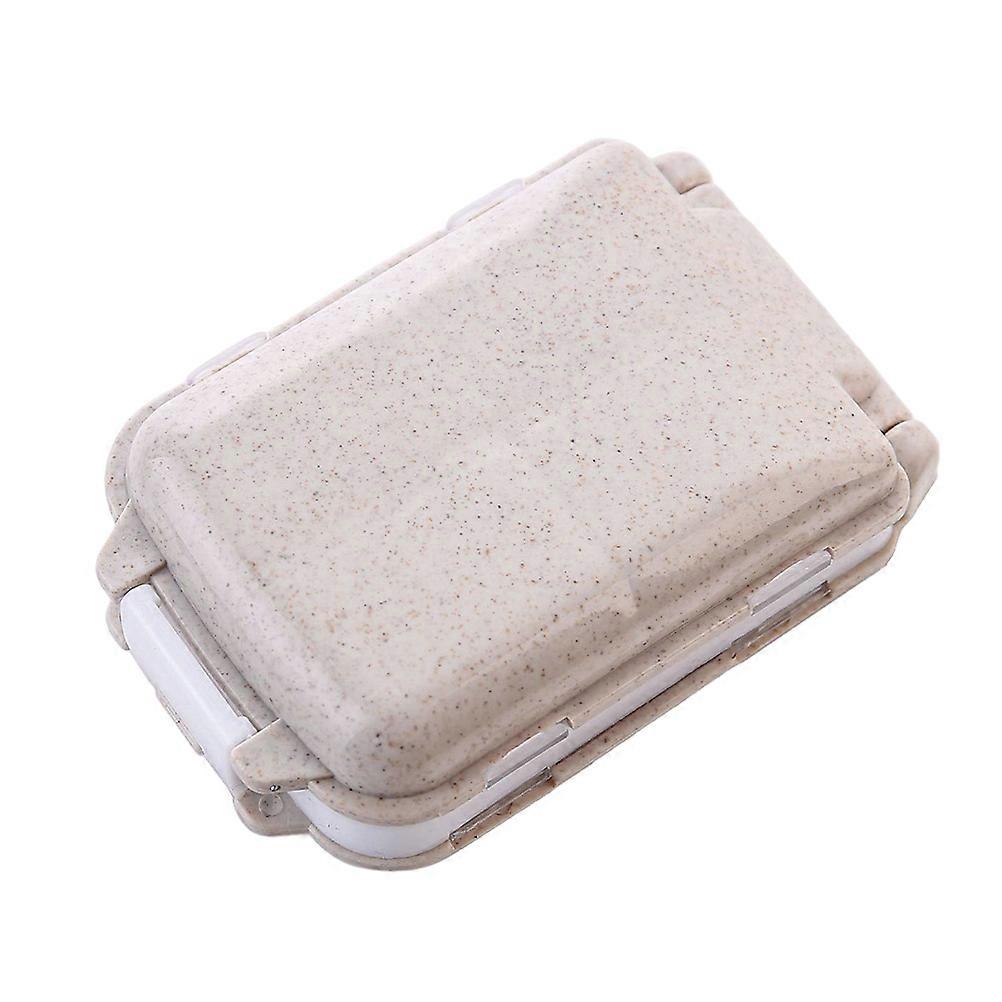 Portable Travel Pill Box Beige Three Layers Medicine Storage Organizer Case for All Ages 1pc