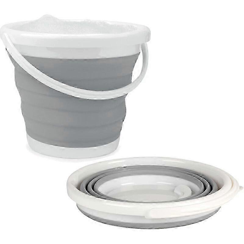 2025 10L Collapsible Bucket, Compact and Space-Saving Design, Small Bucket for Household Cleaning, Cars & Camping, Grey