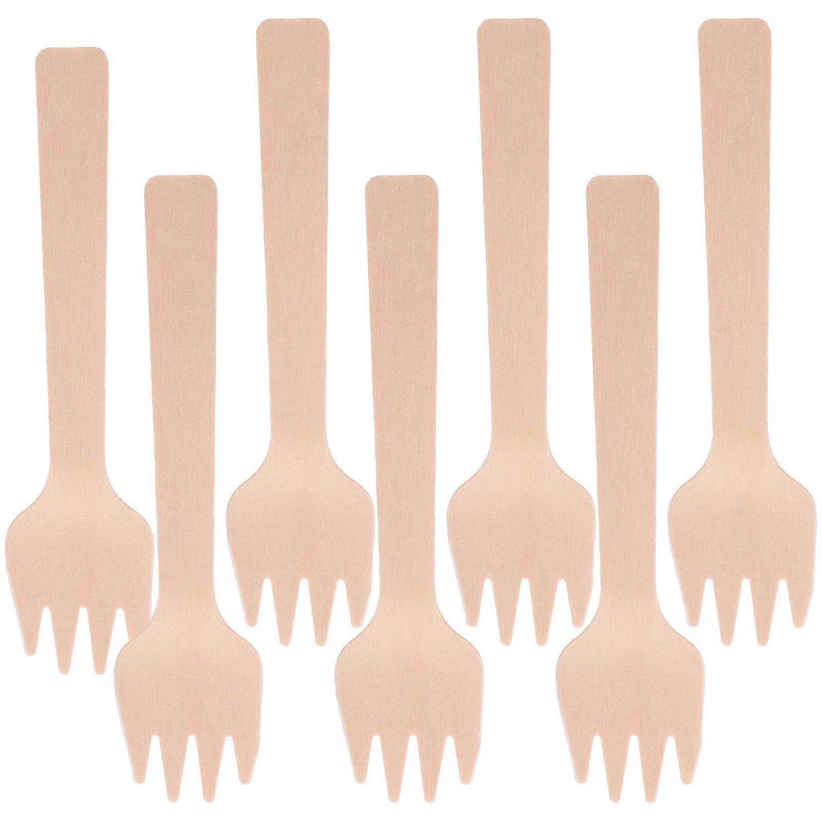 Wooden Fruit Fork for Kitchen Use Khaki Small Dessert Forks Multi Purpose Lightweight Practical 100pcs