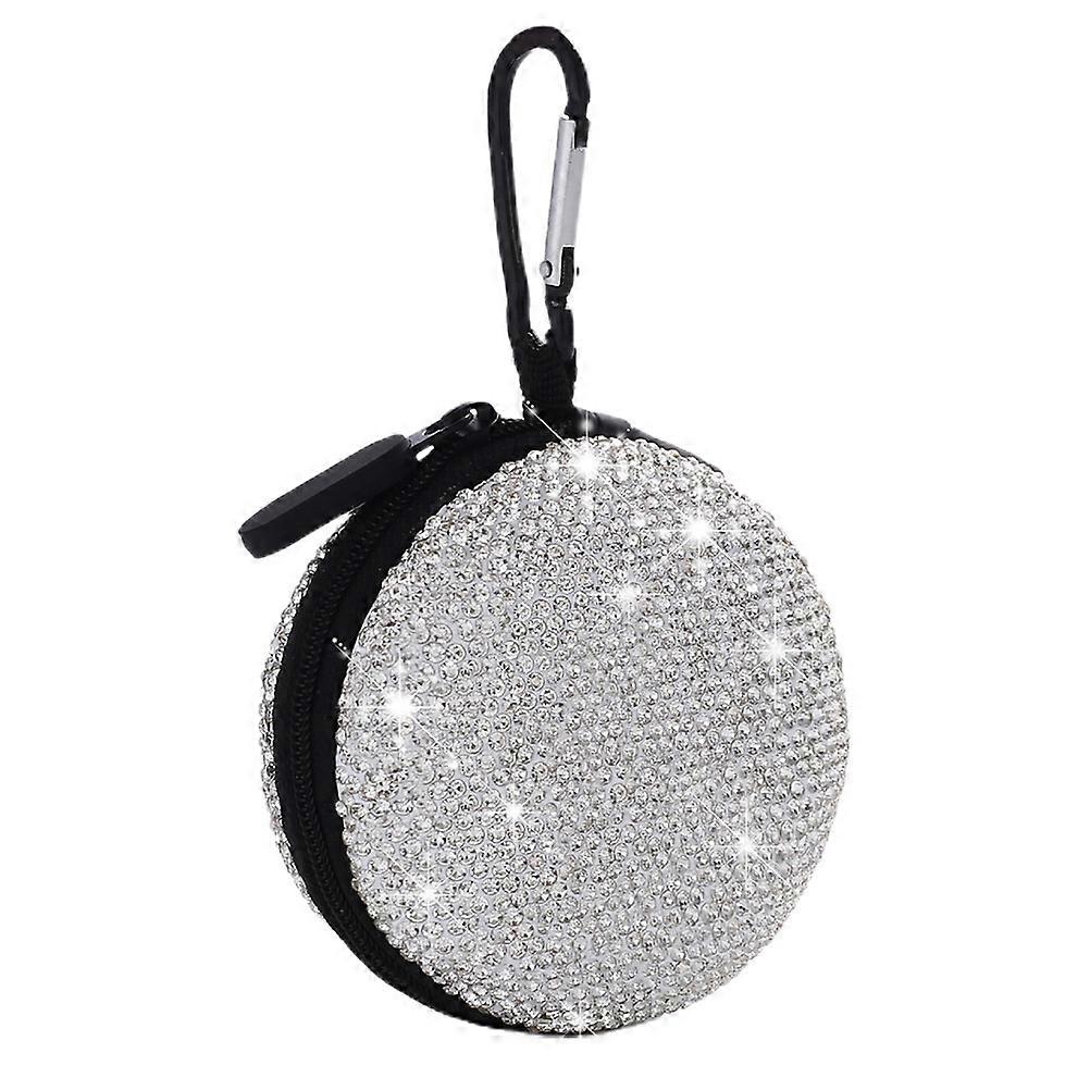 Travel Earphone Organizing Case Rectangular Shape For General Users In Shiny Rhinestone Design 1Pc
