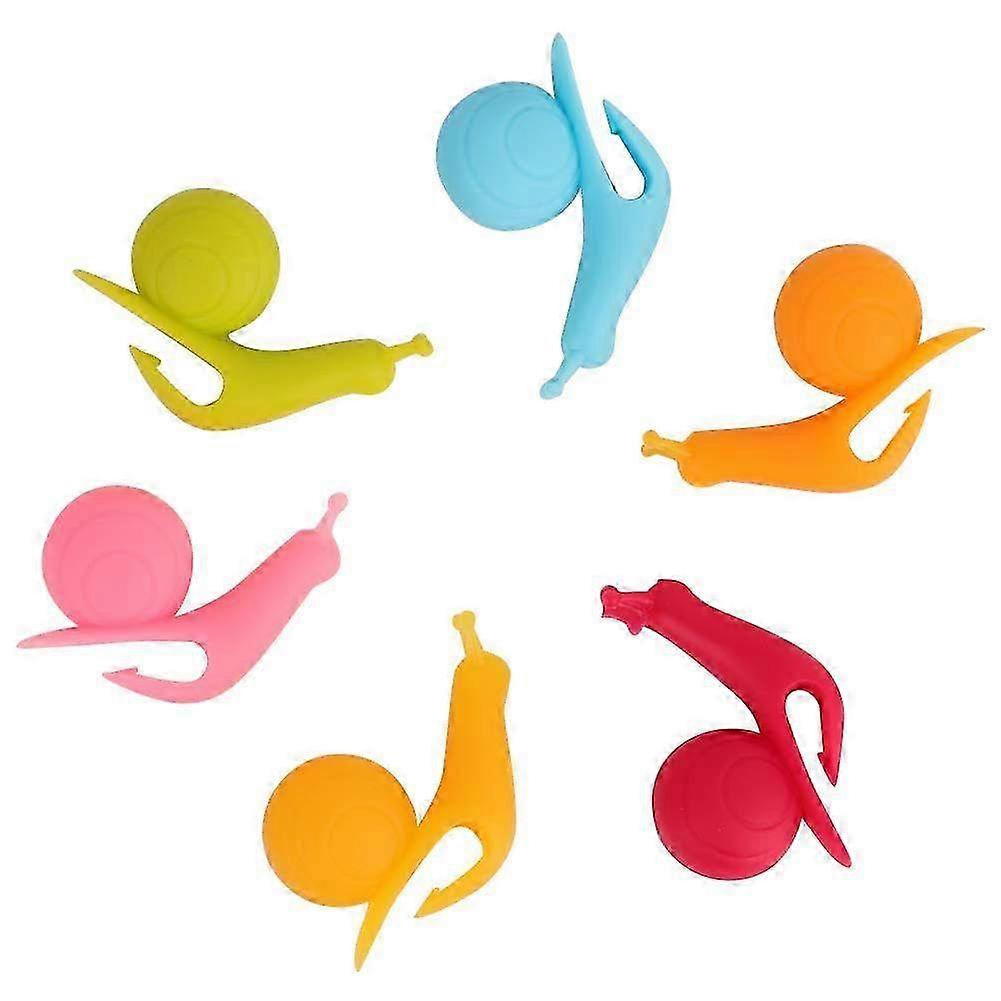 6pcs Silicone Wine Glass Markers with Snail Pattern - Multi-Color Drink Identifiers for Tea Mugs & Bottles