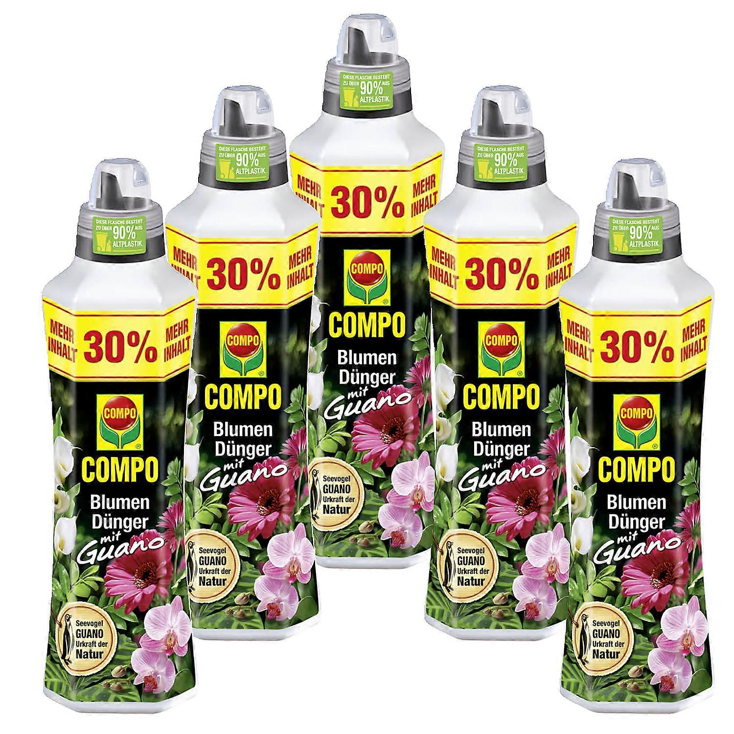 5 x COMPO flower fertilizer with guano, 1.3 liters