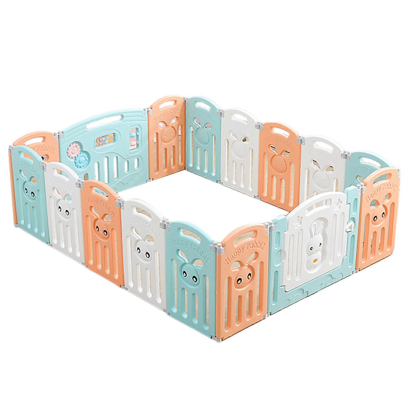 Baby Playard Folding Indoor Toddler Crawling Safety Playpen Play Gate Yard for Home Pink White Green 14+2