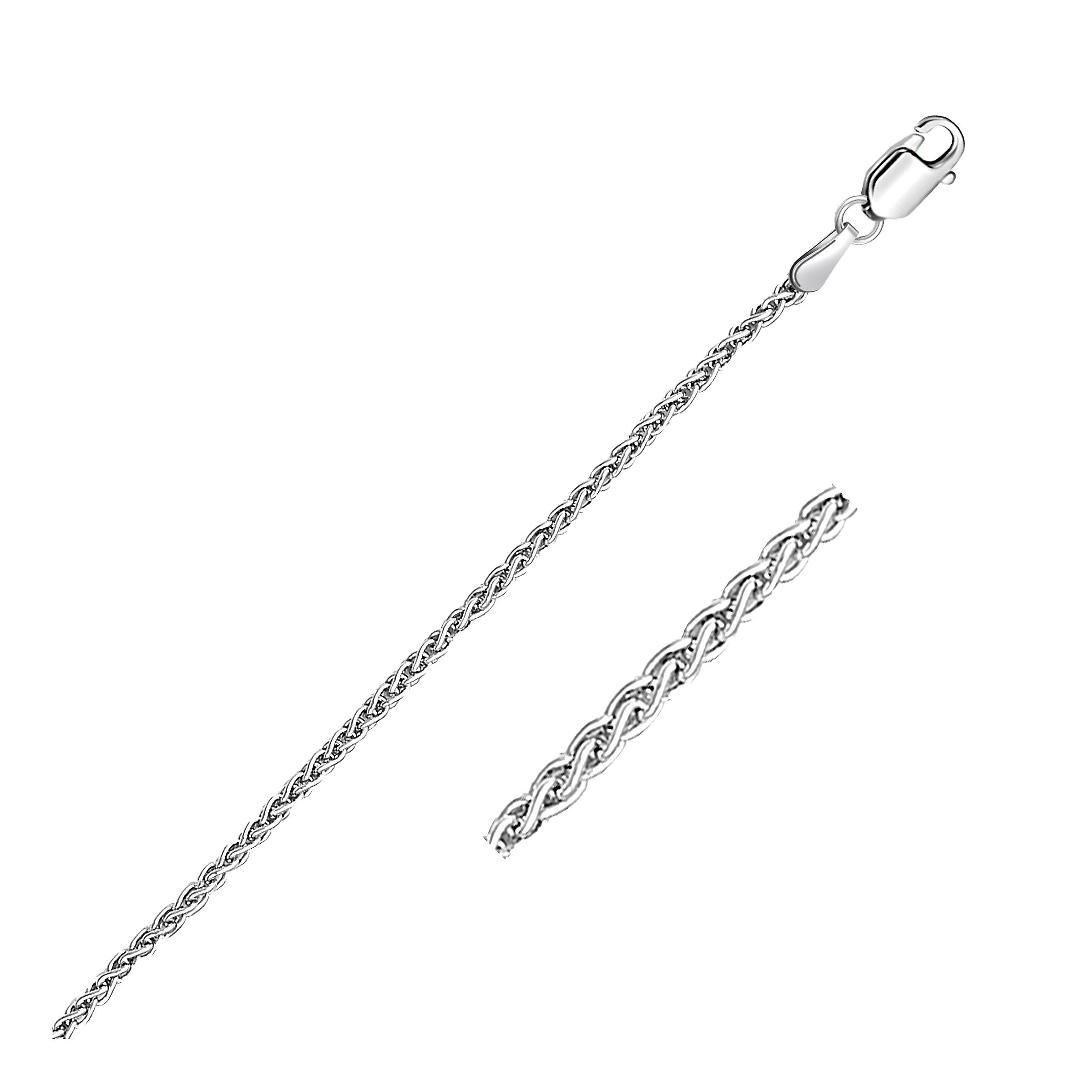 2.1mm 14k White Gold Round Wheat Chain