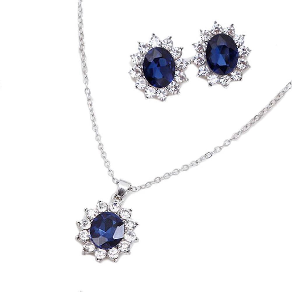 Artificial Sapphire Wedding Jewelry Set for Women Lightweight Ornaments Ideal for Parties 1 Set