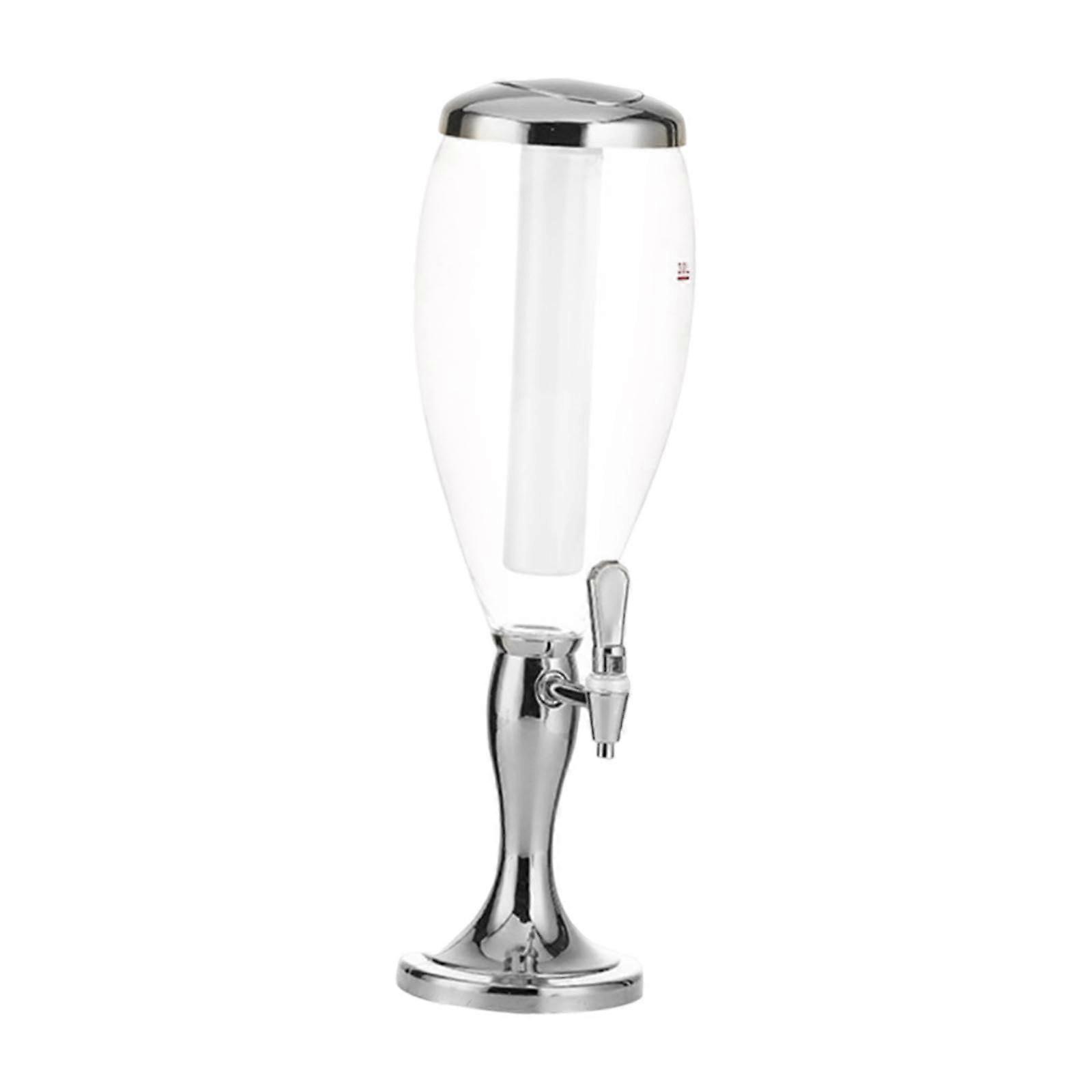 Bierturm Beverage Dispenser, 3L Capacity, Suitable for Various Occasions, Silver
