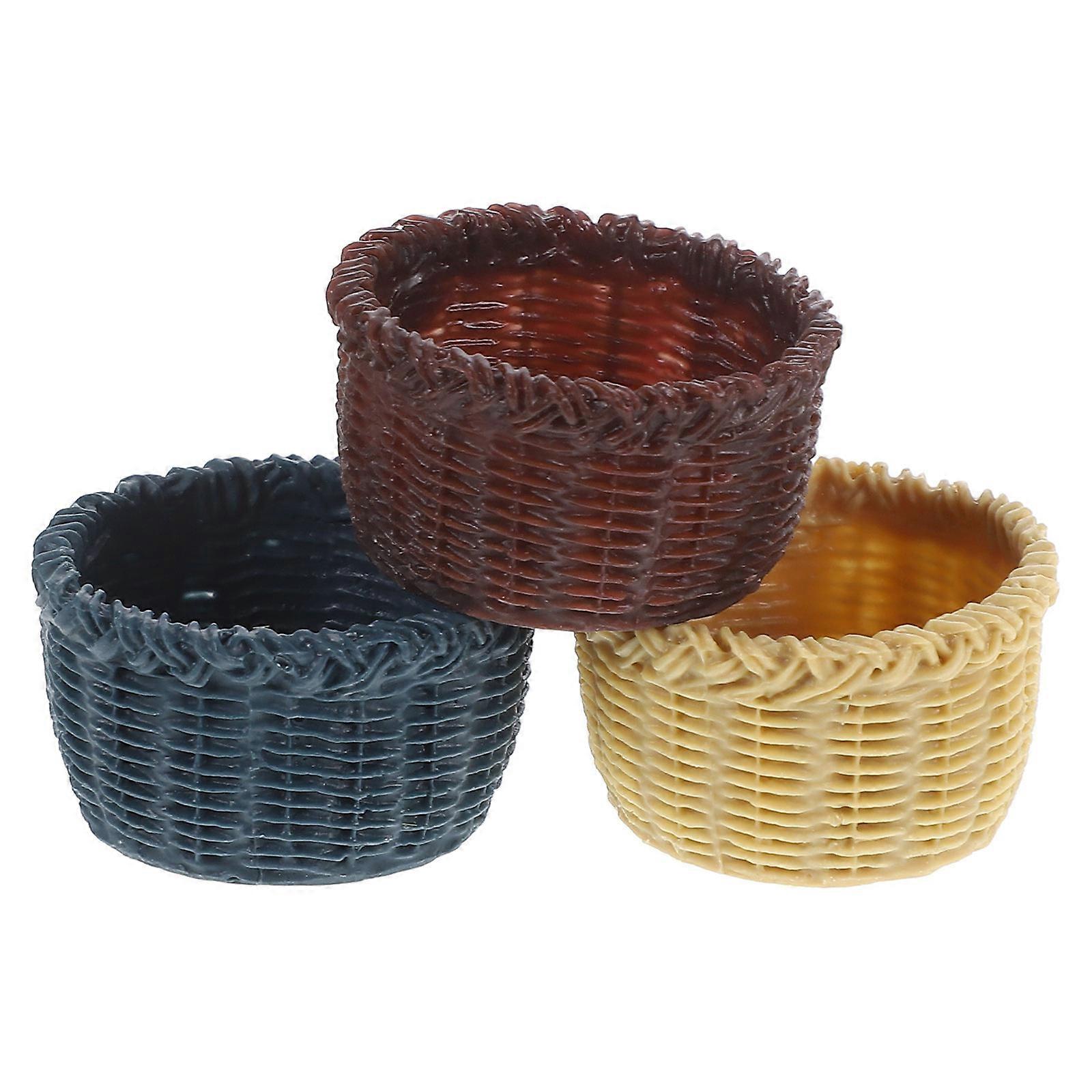 3Pcs Mini Basket Creative Storage Ornament Accessories for Mini House Model